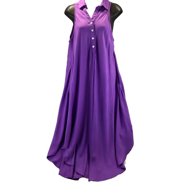 Metropolitan Womens Plus Sz S Light purple Collared Sleeveless A Line Maxi Dress - Picture 1 of 15